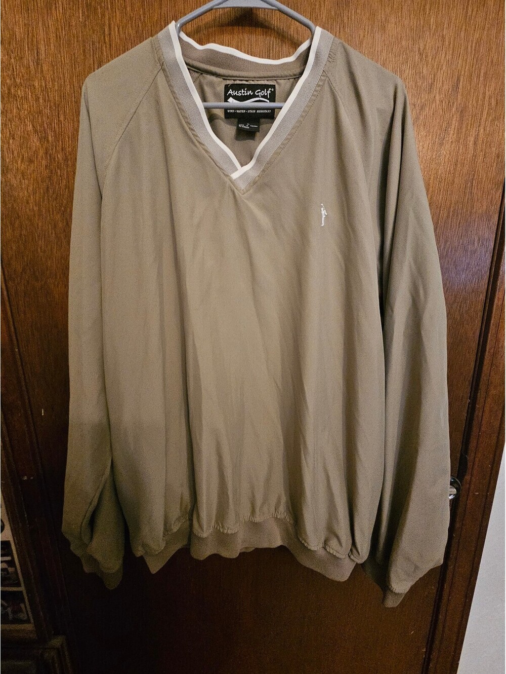 Austin Golf Men's Lightweight Pullover V-Neck Sweater, Size L, Tan